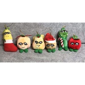 Vintage Del Monte Plush Set Of 6 Christmas Yumkins Fruit & Vegetable